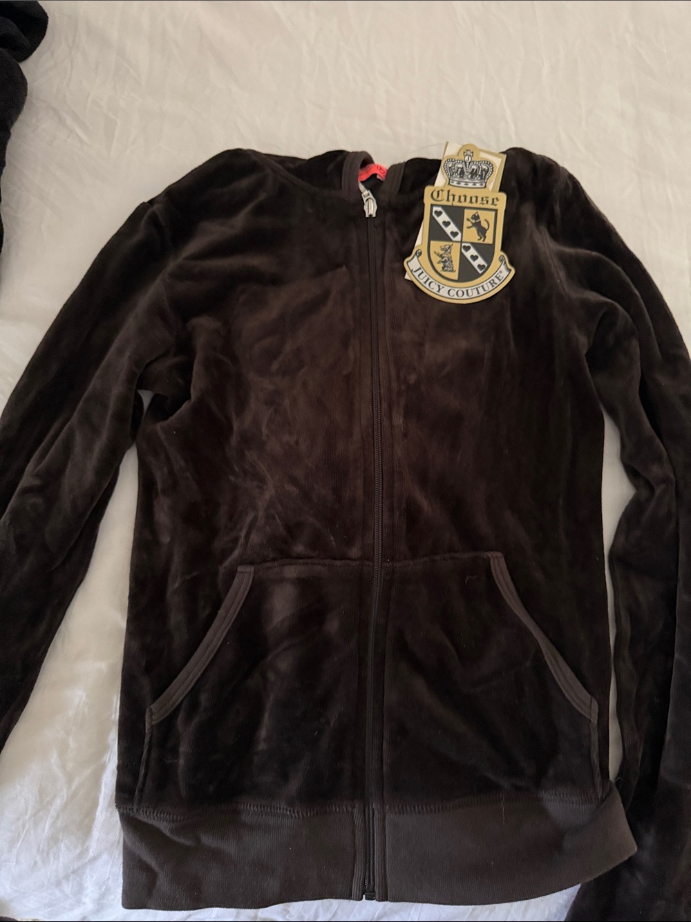 Juicy Couture Greyish Brown Velour Hoodie Zip Jacket
